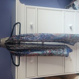 Dark Blue, Green, Red silk scarf.